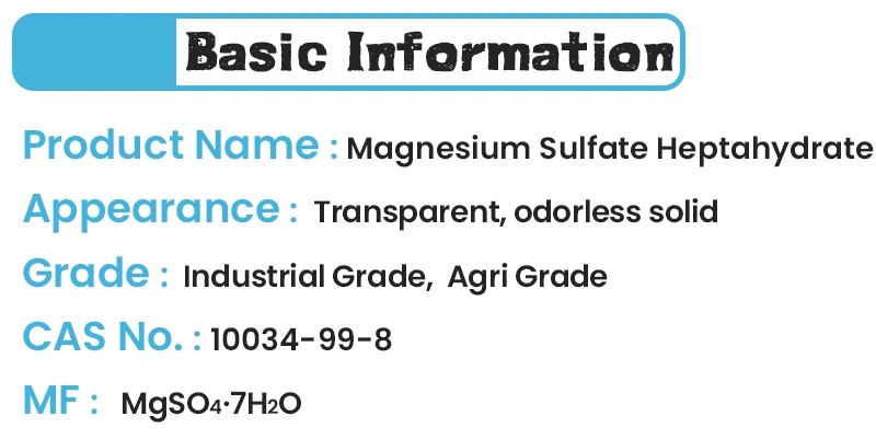 Magnesium Sulfate Heptahydrate 99% Food Grade Mgso4 99.5%